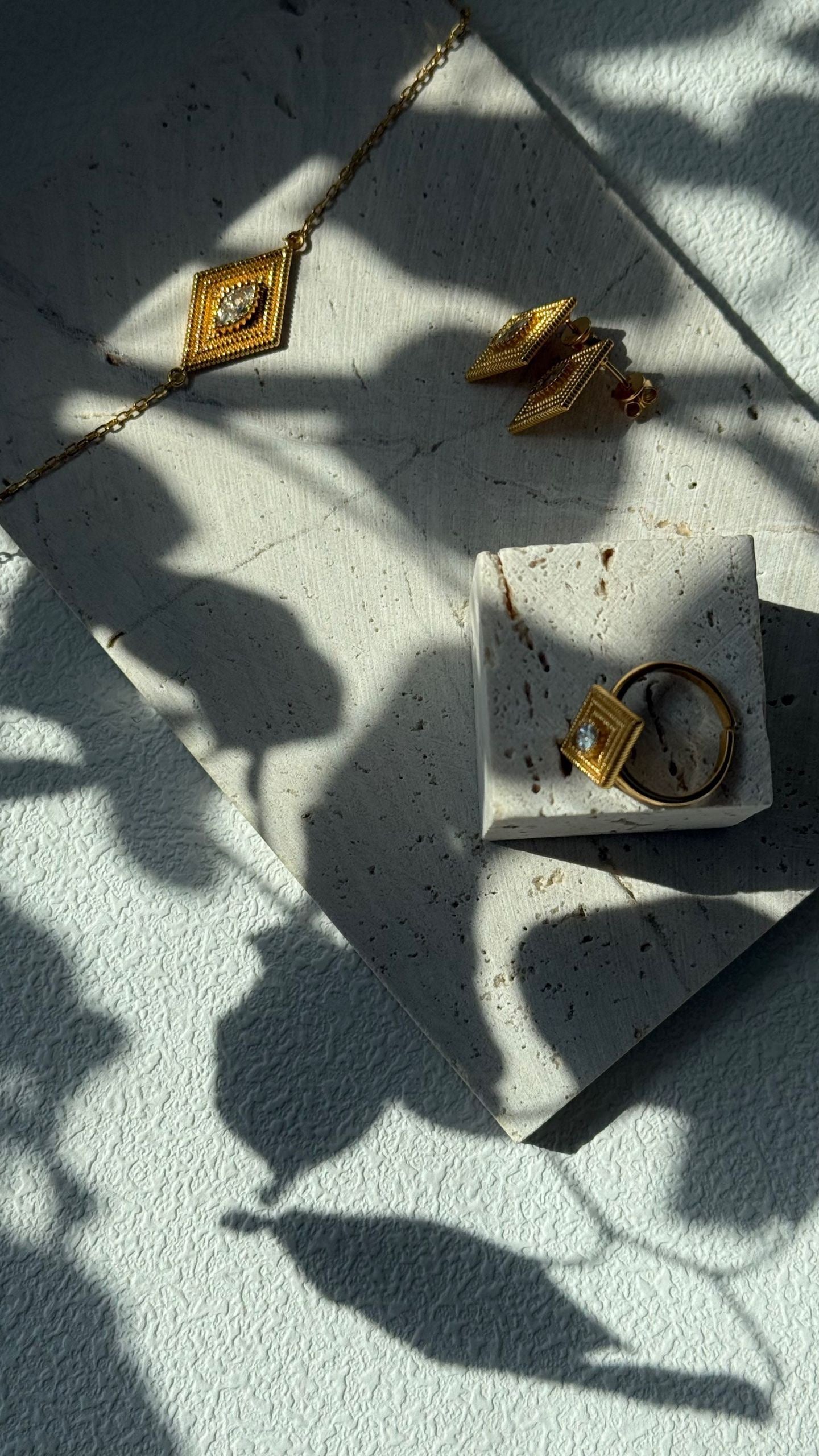 Astra Eye Adjustable Ring in Gold-Plated Silver