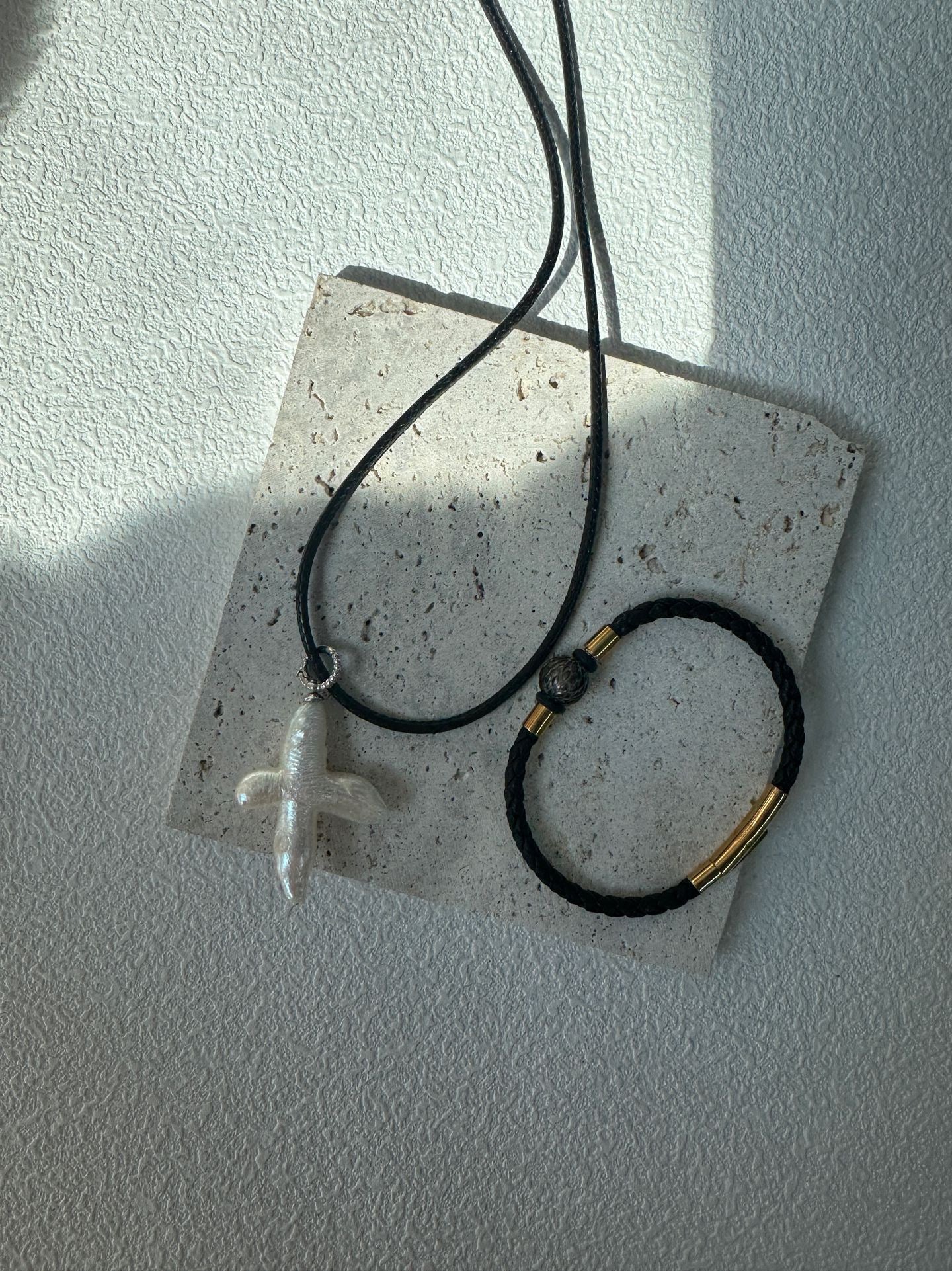 Crux Baroque Cross Pearl Pendant Necklace