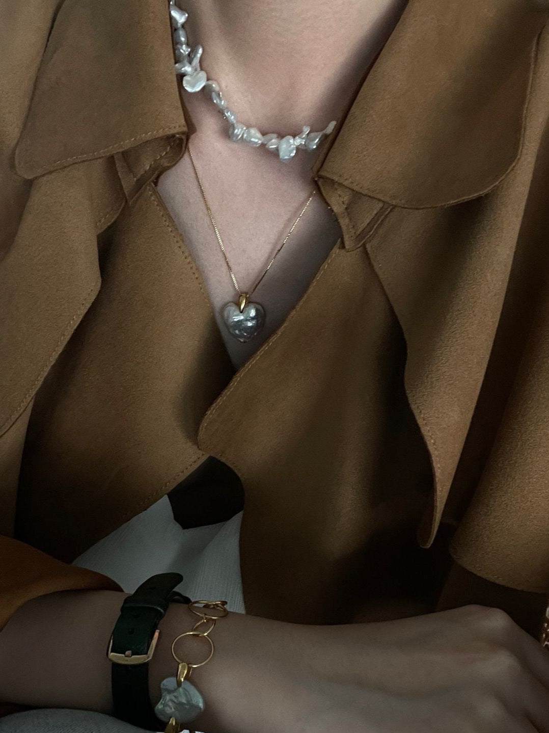 Heartflow Necklace – Baroque Heart Pearl & 14K Gold-Filled Chain (US Standard)