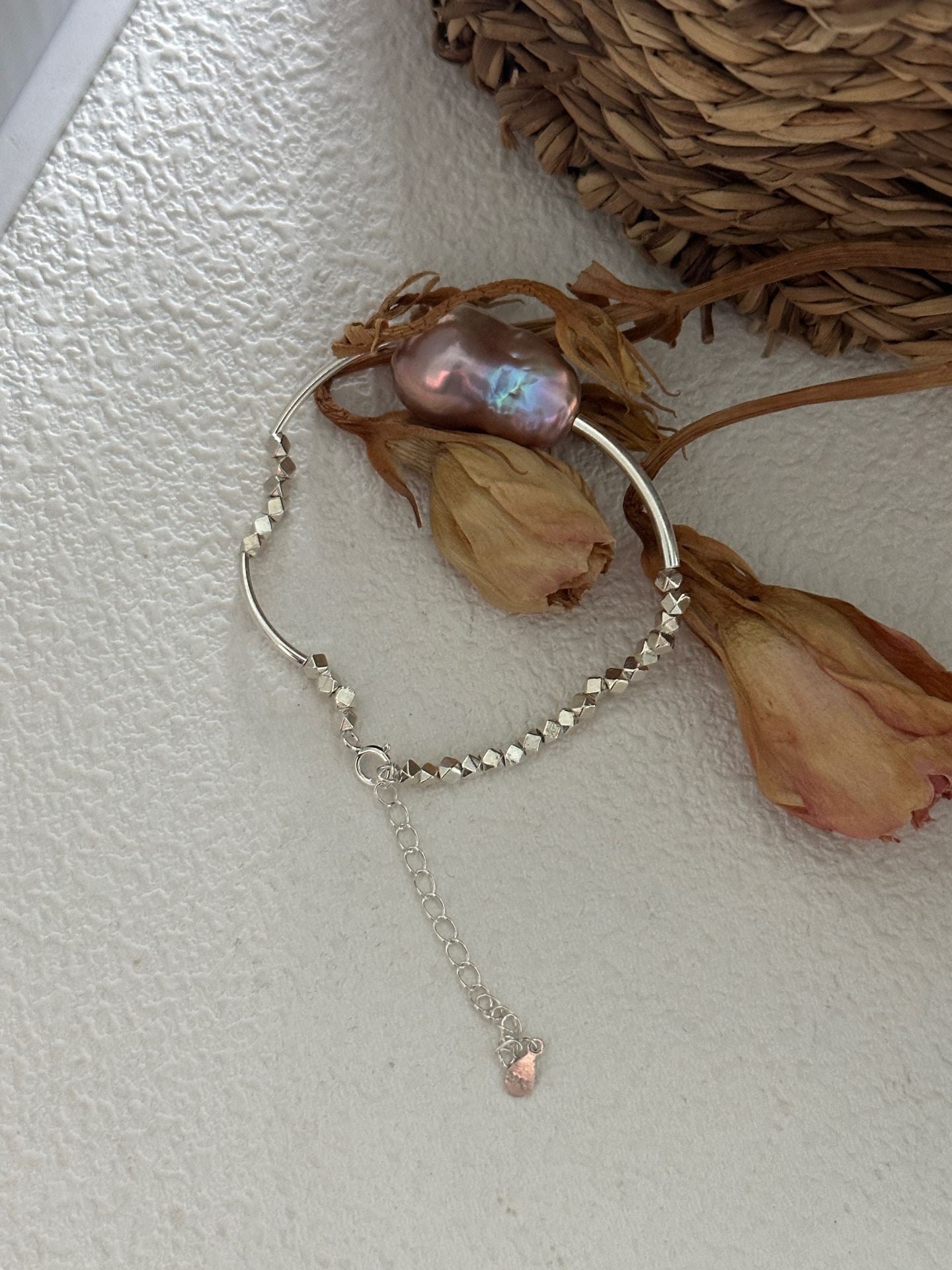 Gleamtrace Bracelet — Baroque Freshwater Pearl Bracelet | 18K Gold Vermeil & S925 Silver Fragment Chain