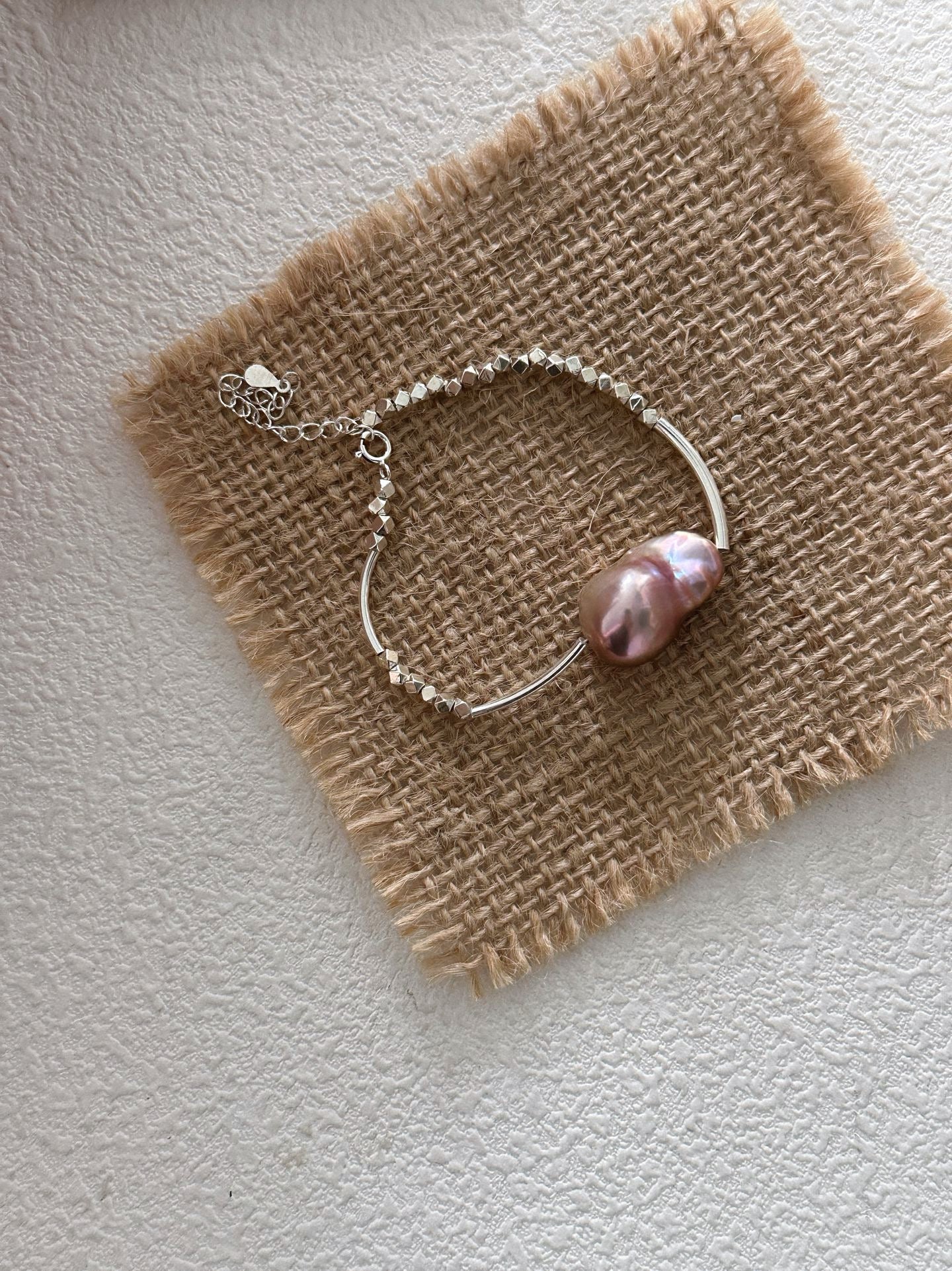 Gleamtrace Bracelet — Baroque Freshwater Pearl Bracelet | 18K Gold Vermeil & S925 Silver Fragment Chain