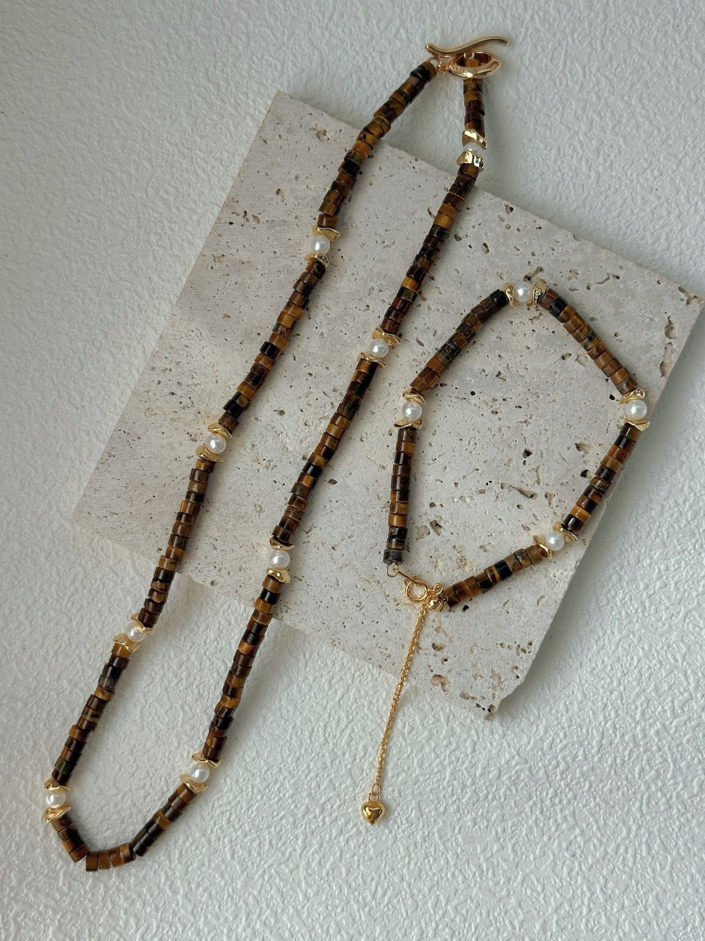 Stonewave Tiger Baroque Pearl & Tiger Eye Beaded Choker