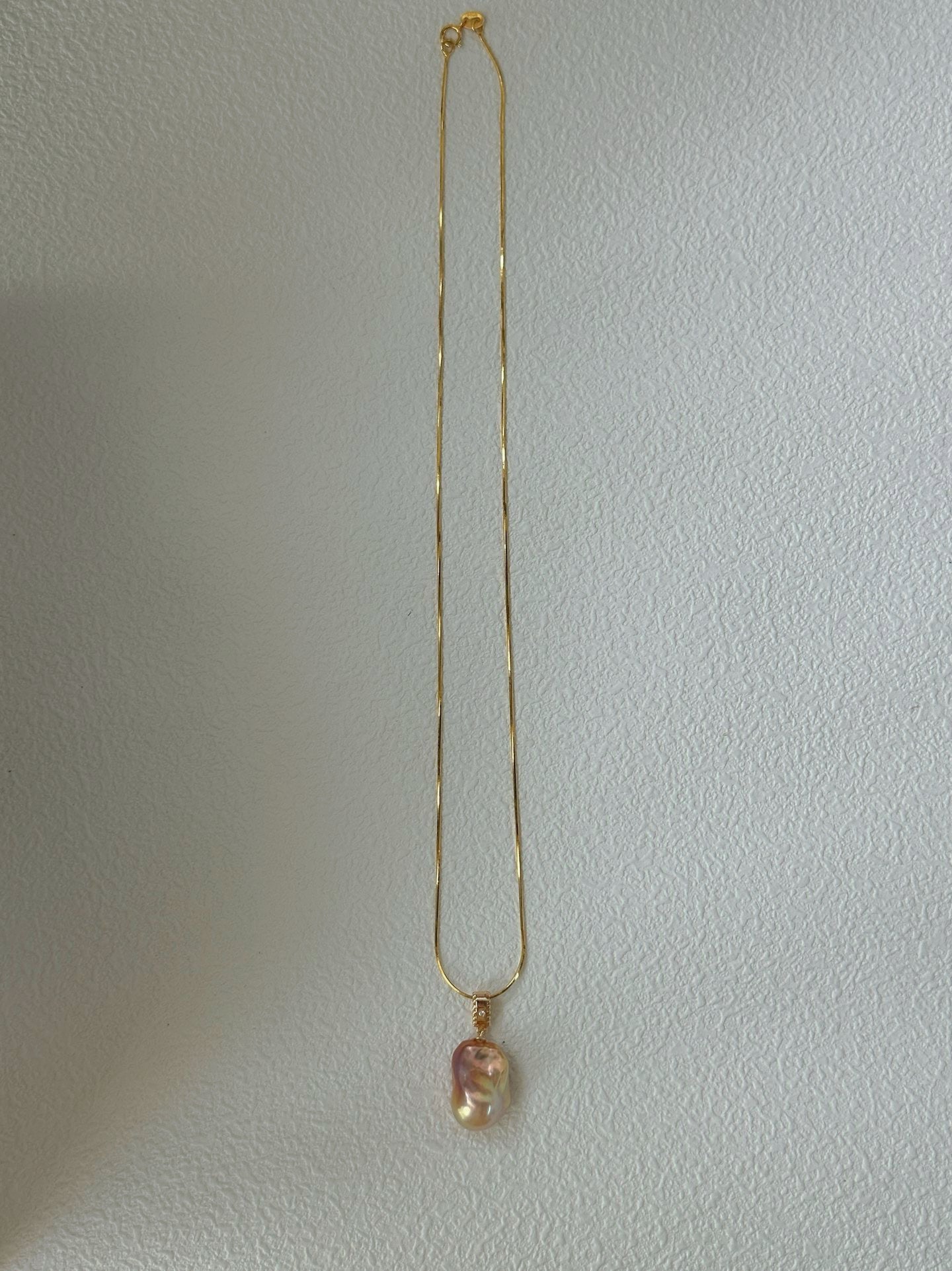 Baroque Freshwater Pearl Pendant Necklace & 18K Gold Vermeil Snake Chain