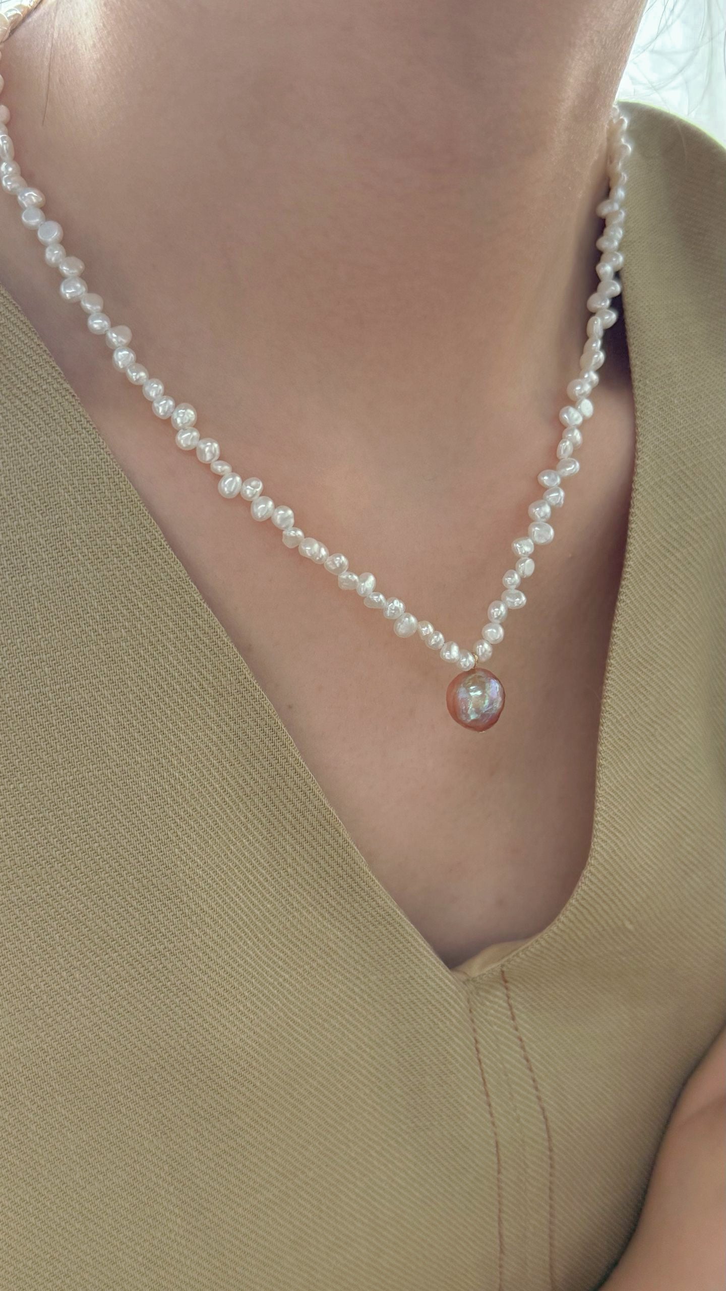 Auramel Lace Orchard Keshi & Baroque Freshwater Pearl Necklace in 18K Gold Vermeil