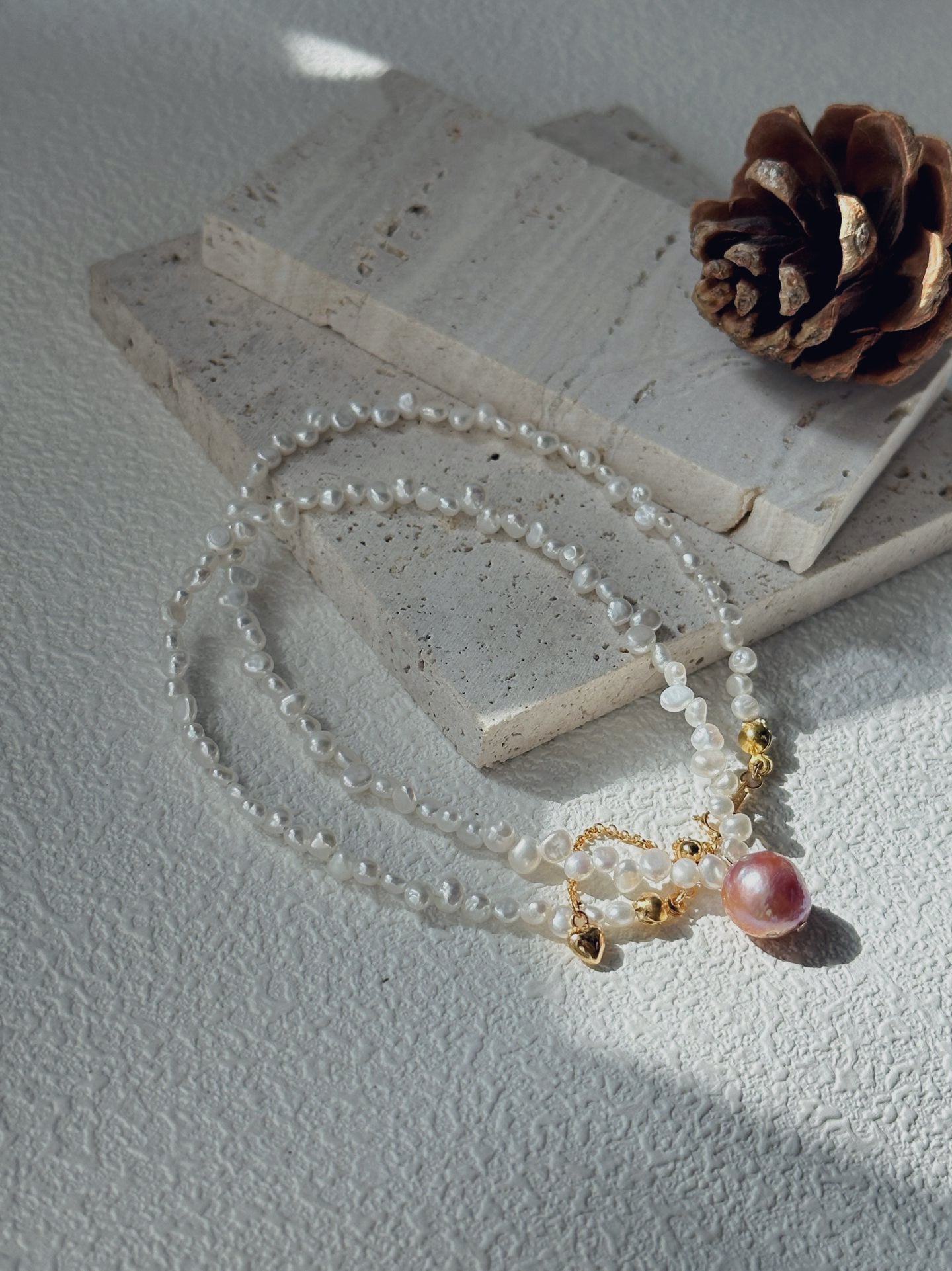Auramel Lace Orchard Keshi & Baroque Freshwater Pearl Necklace in 18K Gold Vermeil