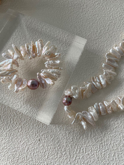 Sunflower Bracelet – Sculptural Baroque Pearl Bracelet Design in Dual Tone