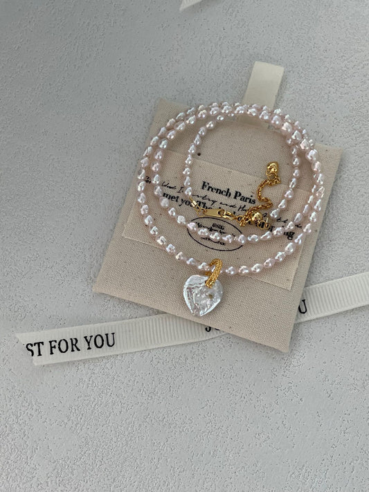 Moonkiss Baroque Freshwater Pearl Necklace & Heart Pendant