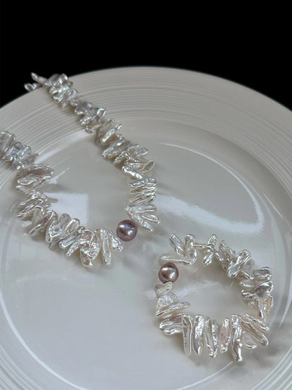 Sunflower Bracelet – Sculptural Baroque Pearl Bracelet Design in Dual Tone