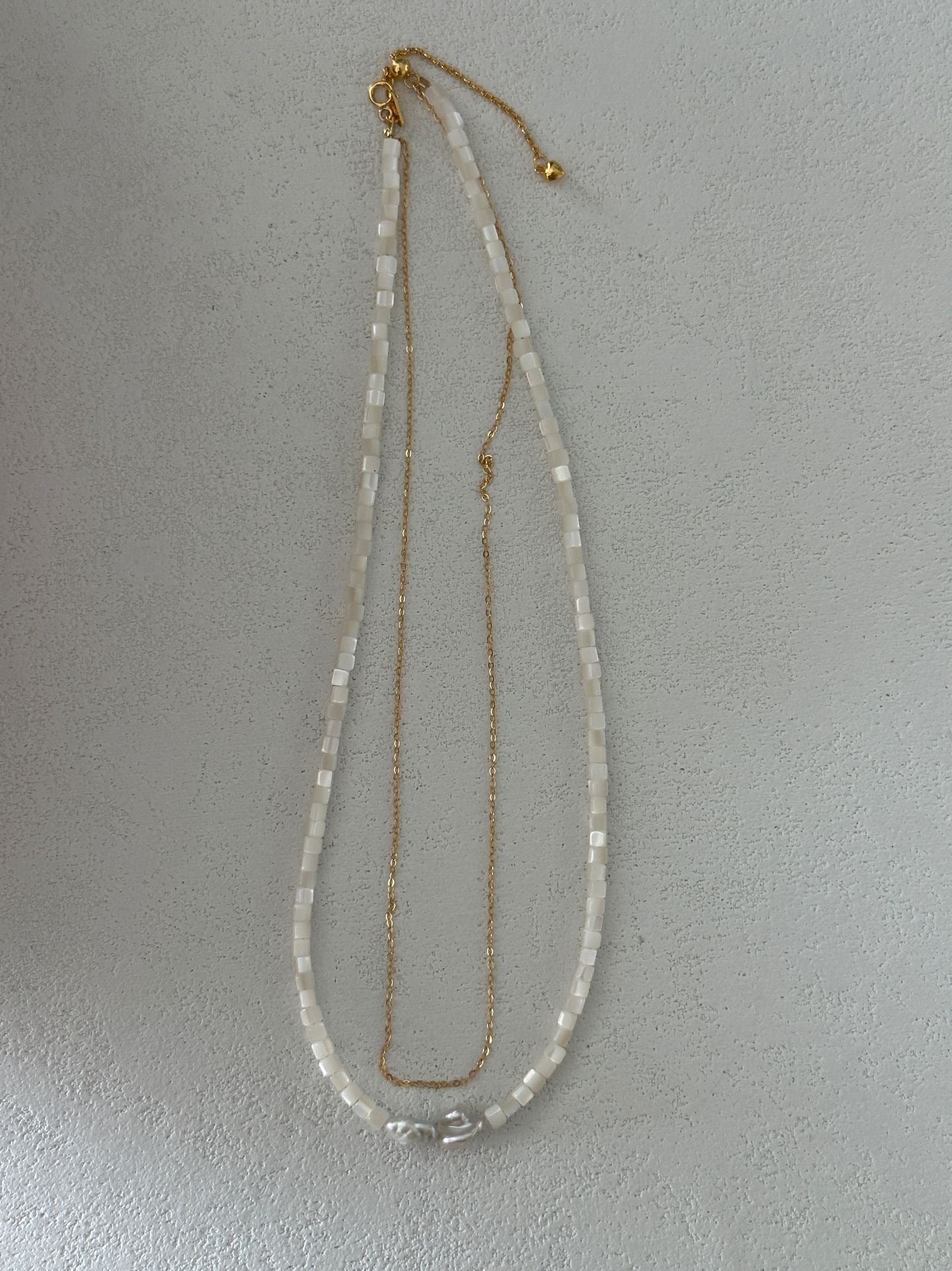 Moonlayer Baroque Freshwater Pearl Layered Necklace — 14K Gold-Filled Chain & Shell Beads