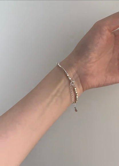 Gleamtrace Bracelet — Baroque Freshwater Pearl Bracelet | 18K Gold Vermeil & S925 Silver Fragment Chain