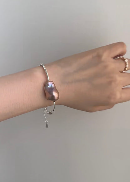 Gleamtrace Bracelet — Baroque Freshwater Pearl Bracelet | 18K Gold Vermeil & S925 Silver Fragment Chain