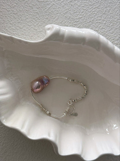 Gleamtrace Bracelet — Baroque Freshwater Pearl Bracelet | 18K Gold Vermeil & S925 Silver Fragment Chain
