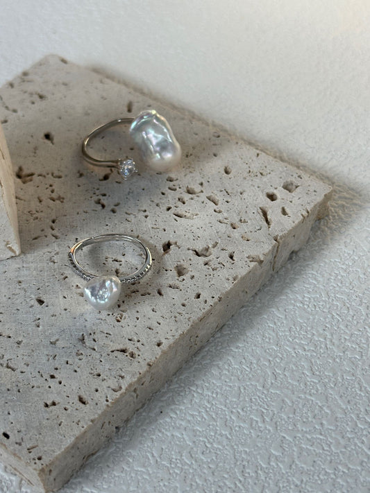 Fleur Drift Silver Ring with Keshi Pearl