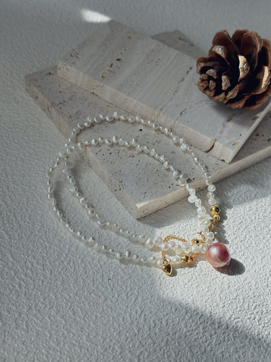 Auramel Lace Orchard Keshi & Baroque Freshwater Pearl Necklace in 18K Gold Vermeil
